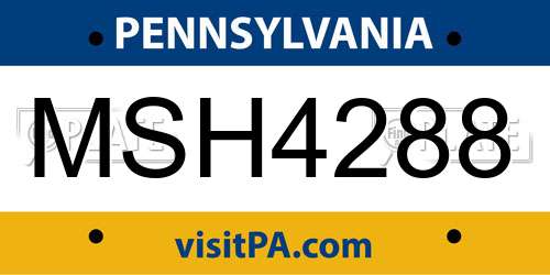 MSH4288 Pennsylvania License Plate