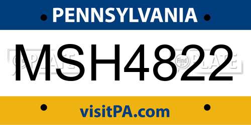 MSH4822 Pennsylvania License Plate