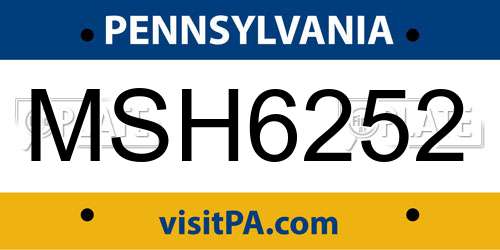 MSH6252 Pennsylvania License Plate