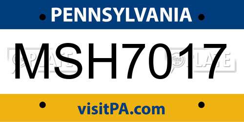 MSH7017 Pennsylvania License Plate
