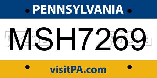 MSH7269 Pennsylvania License Plate