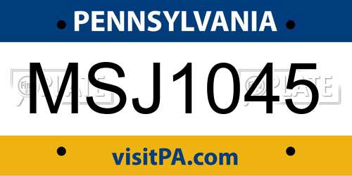 MSJ1045 Pennsylvania License Plate