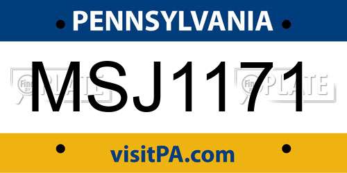 MSJ1171 Pennsylvania License Plate