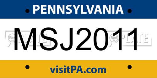 MSJ2011 Pennsylvania License Plate