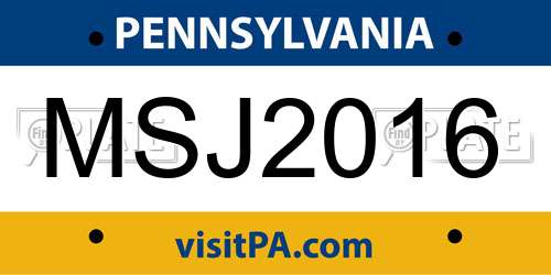 MSJ2016 Pennsylvania License Plate