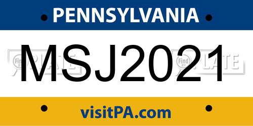 MSJ2021 Pennsylvania License Plate