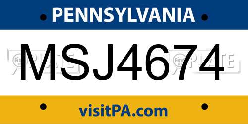 MSJ4674 Pennsylvania License Plate