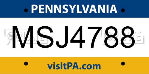 MSJ4788 Pennsylvania License Plate
