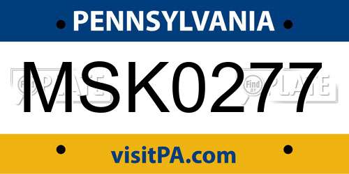MSK0277 Pennsylvania License Plate