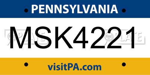 MSK4221 Pennsylvania License Plate