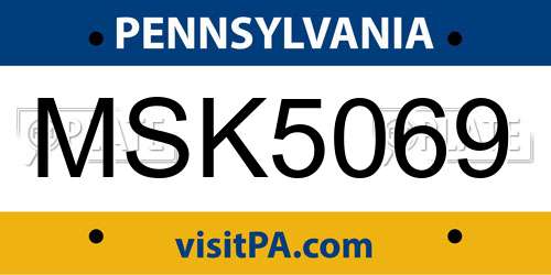 MSK5069 Pennsylvania License Plate