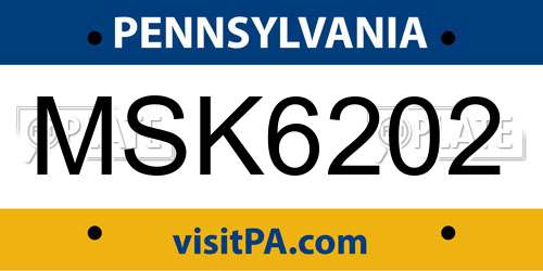 MSK6202 Pennsylvania License Plate