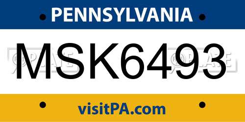 MSK6493 Pennsylvania License Plate