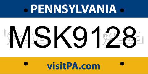 MSK9128 Pennsylvania License Plate