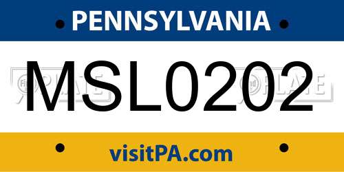 MSL0202 Pennsylvania License Plate