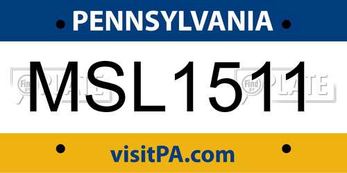 MSL1511 Pennsylvania License Plate