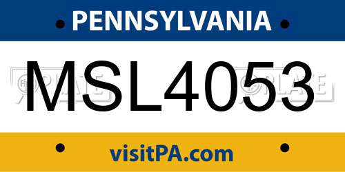 MSL4053 Pennsylvania License Plate