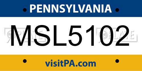 MSL5102 Pennsylvania License Plate