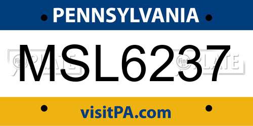 MSL6237 Pennsylvania License Plate
