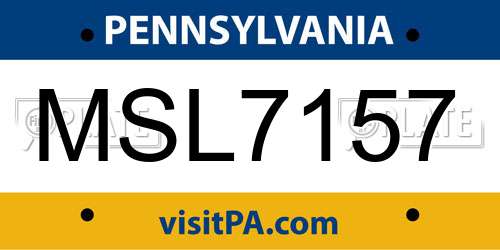 MSL7157 Pennsylvania License Plate