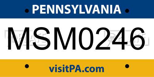 MSM0246 Pennsylvania License Plate