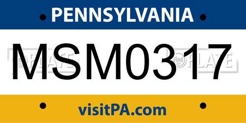 MSM0317 Pennsylvania License Plate