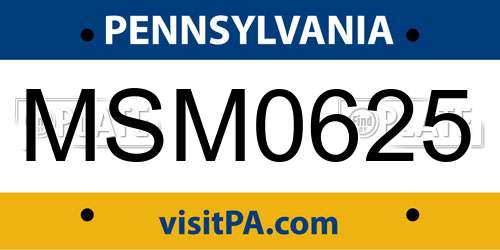 MSM0625 Pennsylvania License Plate