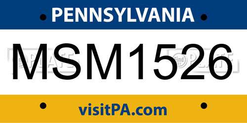 MSM1526 Pennsylvania License Plate