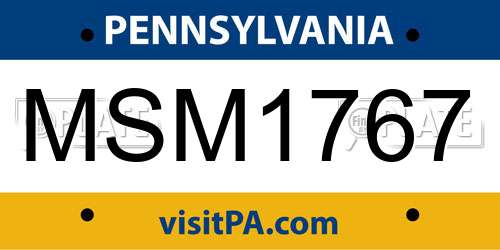 MSM1767 Pennsylvania License Plate