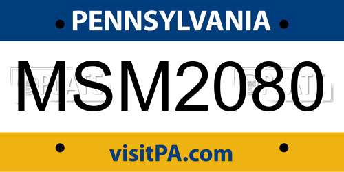 MSM2080 Pennsylvania License Plate