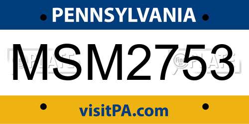 MSM2753 Pennsylvania License Plate