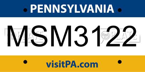 MSM3122 Pennsylvania License Plate