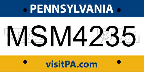 MSM4235 Pennsylvania License Plate