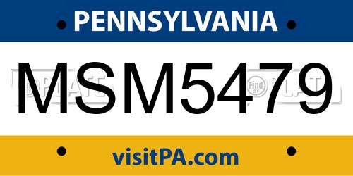MSM5479 Pennsylvania License Plate