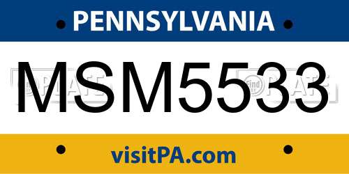 MSM5533 Pennsylvania License Plate