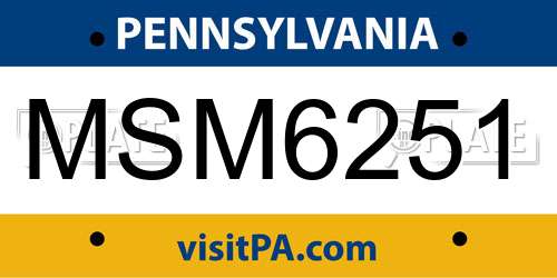 MSM6251 Pennsylvania License Plate