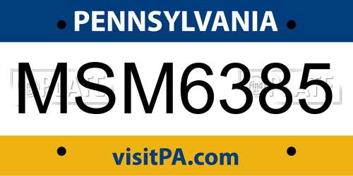 MSM6385 Pennsylvania License Plate