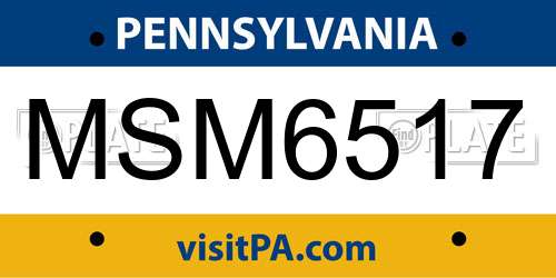 MSM6517 Pennsylvania License Plate