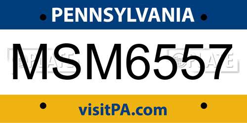 MSM6557 Pennsylvania License Plate
