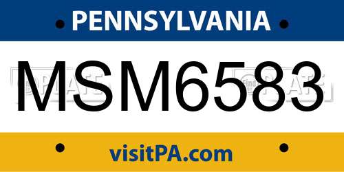 MSM6583 Pennsylvania License Plate