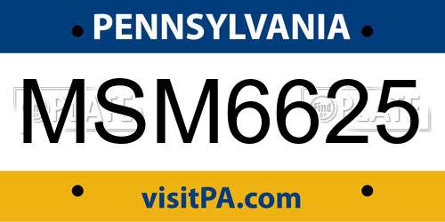 MSM6625 Pennsylvania License Plate