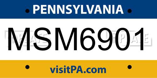MSM6901 Pennsylvania License Plate