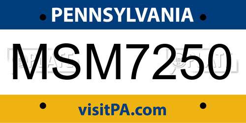 MSM7250 Pennsylvania License Plate