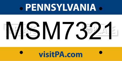 MSM7321 Pennsylvania License Plate