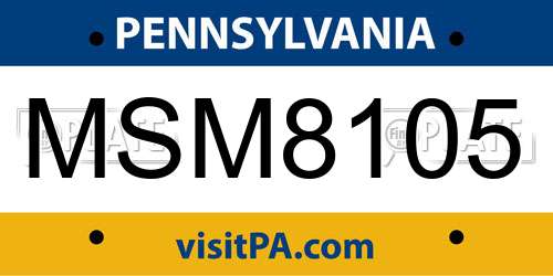 MSM8105 Pennsylvania License Plate