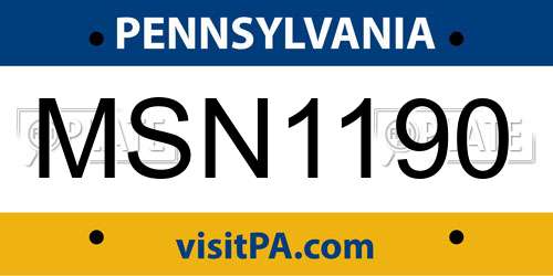 MSN1190 Pennsylvania License Plate