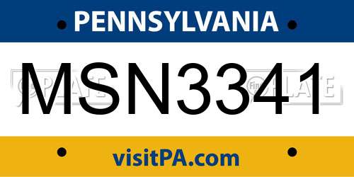 MSN3341 Pennsylvania License Plate