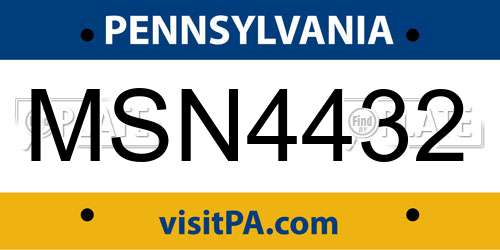 MSN4432 Pennsylvania License Plate