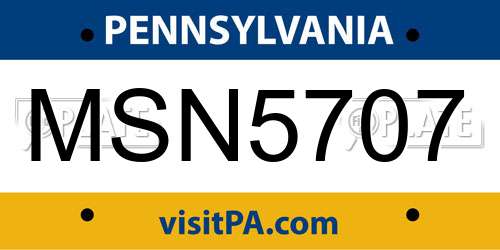 MSN5707 Pennsylvania License Plate