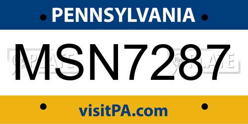 MSN7287 Pennsylvania License Plate